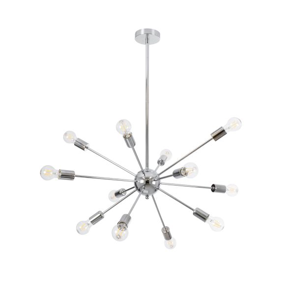 GLOBOSTAR® MILANO 01487 Μοντέρνο Κρεμαστό Φωτιστικό Οροφής με Ντουί 12 x E27 AC 220-240V IP20 - Ασημί - Μ80 x Π80 x Υ80cm