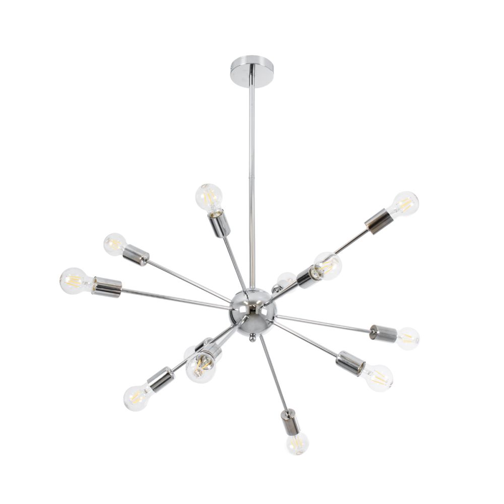 GLOBOSTAR® MILANO 01487 Μοντέρνο Φωτιστικό Οροφής με Ντουί 12 x E27 AC 220-240V IP20 - Ασημί - Μ80 x Π80 x Υ80cm