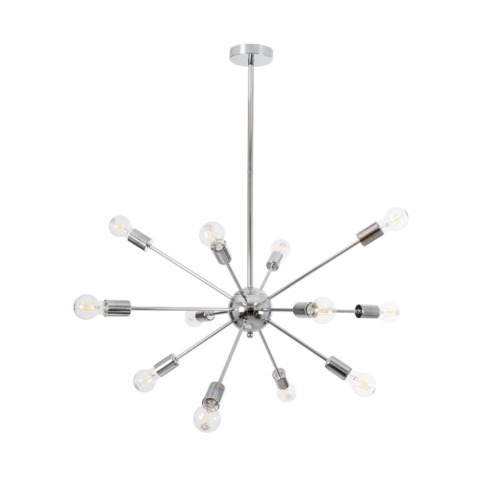 GLOBOSTAR® MILANO 01487 Μοντέρνο Φωτιστικό Οροφής με Ντουί 12 x E27 AC 220-240V IP20 - Ασημί - Μ80 x Π80 x Υ80cm