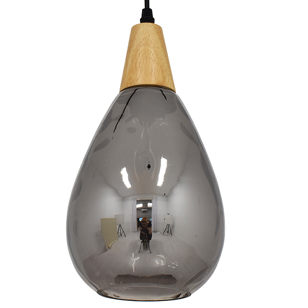 GLOBOSTAR® NOAH 01489 Μοντέρνο Κρεμαστό Φωτιστικό Οροφής με Ντουί 1 x E27 AC 220-240V IP20 - Γκρι & Μπεζ - Μ16 x Π16 x Υ30cm