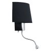 GLOBOSTAR® ELEGANT 01492 Μοντέρνο Φωτιστικό Τοίχου - Απλίκα Ξενοδοχείου Reading Light με Ντουί 1 x E27 LED 3W 360lm 36° AC 220-240V IP20 Θερμό Λευκό 2700K - Bridgelux COB Chip - Χρώμιο & Μαύρο - Μ26 x Π16.5 x Υ33cm - 2 Χρόνια Εγγύηση