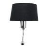 GLOBOSTAR® ELEGANT 01492 Μοντέρνο Φωτιστικό Τοίχου - Απλίκα Ξενοδοχείου Reading Light με Ντουί 1 x E27 LED 3W 360lm 36° AC 220-240V IP20 Θερμό Λευκό 2700K - Bridgelux COB Chip - Χρώμιο & Μαύρο - Μ26 x Π16.5 x Υ33cm - 2 Χρόνια Εγγύηση