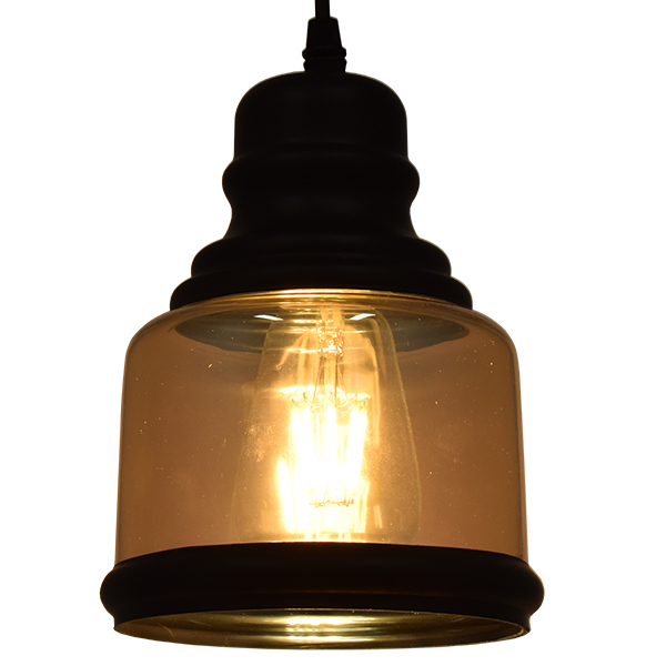 GLOBOSTAR® OLIVER 01506 Vintage Κρεμαστό Φωτιστικό Οροφής με Ντουί 1 x E27 AC 220-240V IP20 - Μελί & Μαύρο - Μ15 x Π15 x Υ21.5cm