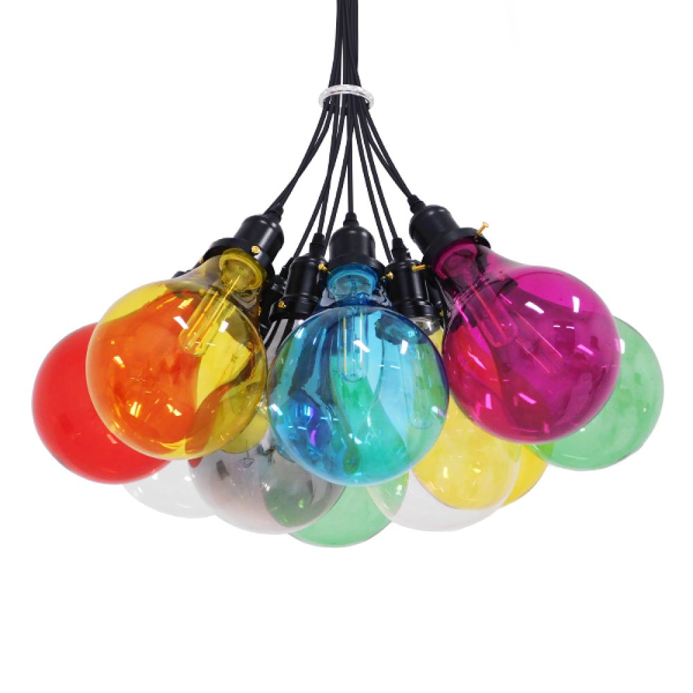 GLOBOSTAR® PARTY 01509 Μοντέρνο Κρεμαστό Φωτιστικό Οροφής με Ντουί 10 x E27 AC 220-240V IP20 - Πολύχρωμο - Μ59 x Π59 x Υ30cm