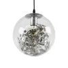 GLOBOSTAR® HARPER 01510 Μοντέρνο Κρεμαστό Φωτιστικό Οροφής με Ντουί 1 x E27 AC 220-240V IP20 - Διάφανο & Ασημί - Μ25 x Π25 x Υ30cm