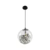 GLOBOSTAR® HARPER 01510 Μοντέρνο Κρεμαστό Φωτιστικό Οροφής με Ντουί 1 x E27 AC 220-240V IP20 - Διάφανο & Ασημί - Μ25 x Π25 x Υ30cm