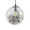 GLOBOSTAR® HARPER 01510 Μοντέρνο Κρεμαστό Φωτιστικό Οροφής με Ντουί 1 x E27 AC 220-240V IP20 - Διάφανο & Ασημί - Μ25 x Π25 x Υ30cm