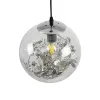 GLOBOSTAR® HARPER 01510 Μοντέρνο Κρεμαστό Φωτιστικό Οροφής με Ντουί 1 x E27 AC 220-240V IP20 - Διάφανο & Ασημί - Μ25 x Π25 x Υ30cm
