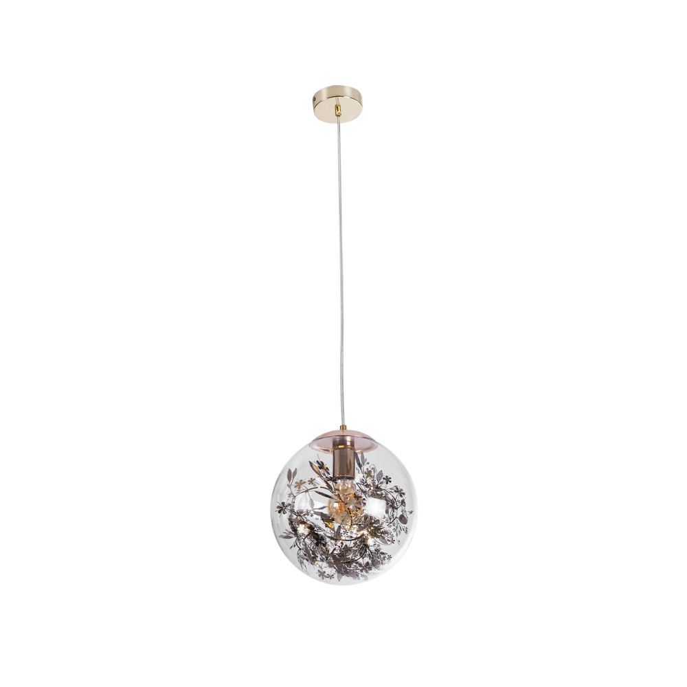 GLOBOSTAR® HARPER 01511 Μοντέρνο Κρεμαστό Φωτιστικό Οροφής με Ντουί 1 x E27 AC 220-240V IP20 - Διάφανο & Χάλκινο - Μ25 x Π25 x Υ30cm