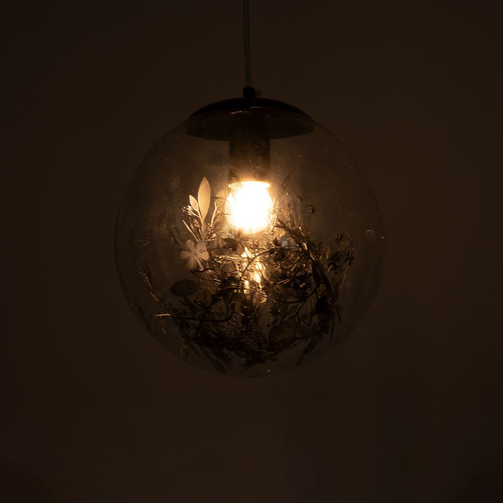 GLOBOSTAR® HARPER 01512 Μοντέρνο Κρεμαστό Φωτιστικό Οροφής με Ντουί 1 x E27 AC 220-240V IP20 - Διάφανο & Μαύρο - Μ25 x Π25 x Υ30cm
