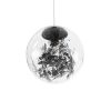 GLOBOSTAR® HARPER 01512 Μοντέρνο Κρεμαστό Φωτιστικό Οροφής με Ντουί 1 x E27 AC 220-240V IP20 - Διάφανο & Μαύρο - Μ25 x Π25 x Υ30cm