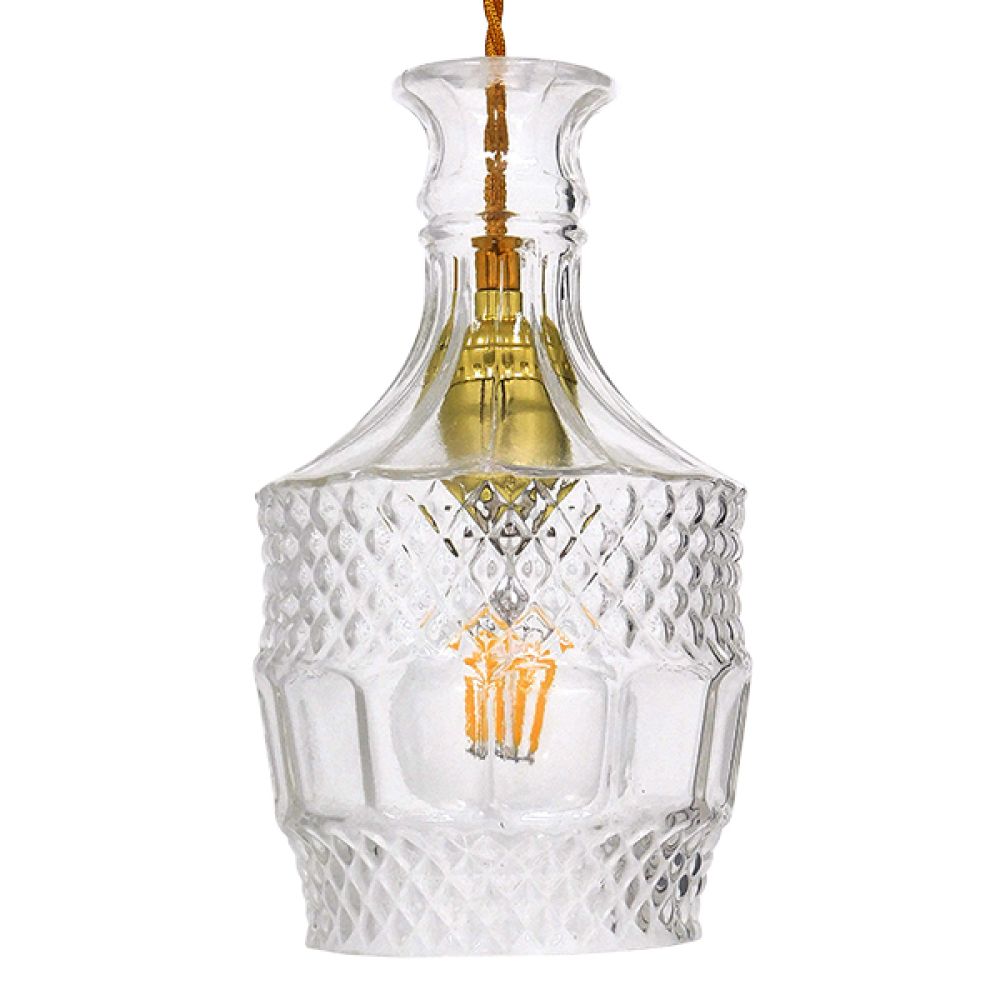 GLOBOSTAR® WHISKEY 01513 Vintage Κρεμαστό Φωτιστικό Οροφής με Ντουί 1 x E27 AC 220-240V IP20 - Διάφανο - Μ13 x Π13 x Υ22cm