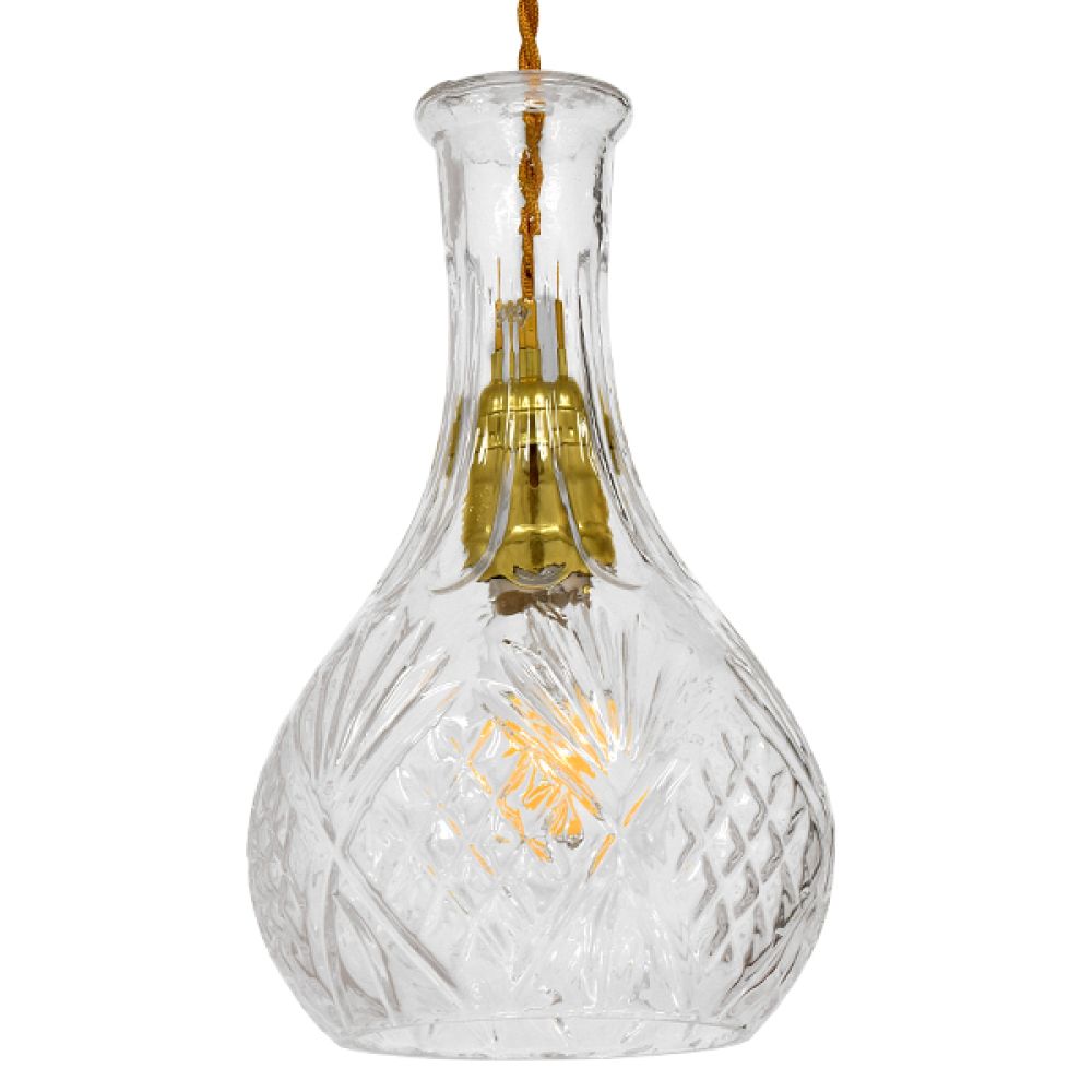 GLOBOSTAR® WHISKEY 01514 Vintage Κρεμαστό Φωτιστικό Οροφής με Ντουί 1 x E27 AC 220-240V IP20 - Διάφανο - Μ14 x Π14 x Υ23cm