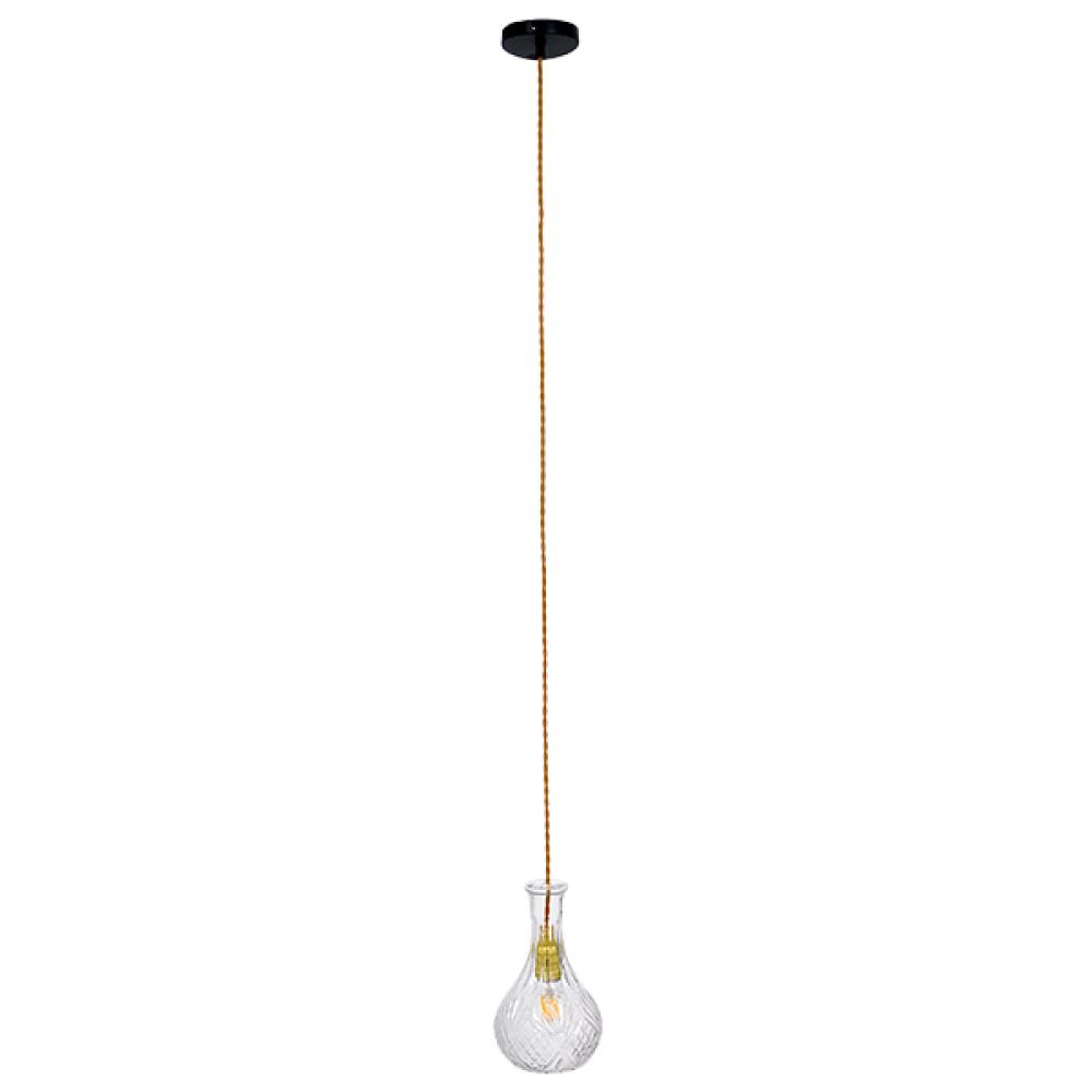 GLOBOSTAR® WHISKEY 01514 Vintage Κρεμαστό Φωτιστικό Οροφής με Ντουί 1 x E27 AC 220-240V IP20 - Διάφανο - Μ14 x Π14 x Υ23cm