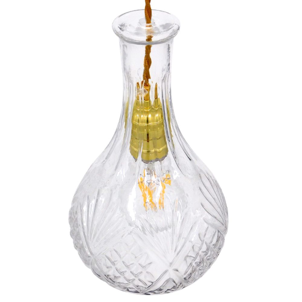 GLOBOSTAR® WHISKEY 01514 Vintage Κρεμαστό Φωτιστικό Οροφής με Ντουί 1 x E27 AC 220-240V IP20 - Διάφανο - Μ14 x Π14 x Υ23cm