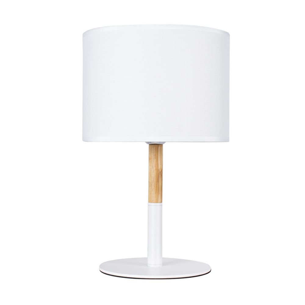 GLOBOSTAR® BRONX 01520 Μοντέρνο Επιτραπέζιο Φωτιστικό Πορτατίφ με Ντουί 1 x E27 AC 220-240V IP20 - Λευκό & Μπεζ - Μ25 x Π25 x Υ40cm