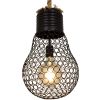ΠΡΟΣΦΟΡΑ GloboStar® URBAN 01522 Vintage Industrial Κρεμαστό Φωτιστικό Οροφής Μονόφωτο 1 x E27 Μαύρο Μεταλλικό Πλέγμα με Μπεζ Σχοινί Φ28 x Υ40cm