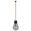 ΠΡΟΣΦΟΡΑ GloboStar® URBAN 01522 Vintage Industrial Κρεμαστό Φωτιστικό Οροφής Μονόφωτο 1 x E27 Μαύρο Μεταλλικό Πλέγμα με Μπεζ Σχοινί Φ28 x Υ40cm