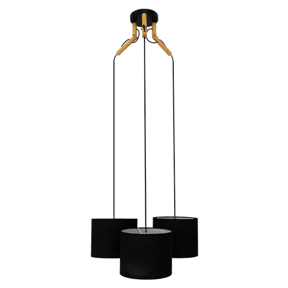 GLOBOSTAR® RAMSON 01525 Μοντέρνο Κρεμαστό Φωτιστικό Οροφής με Ντουί 3 x E27 AC 220-240V IP20 - Μαύρο & Μπεζ - Μ65 x Π65 x Υ20cm