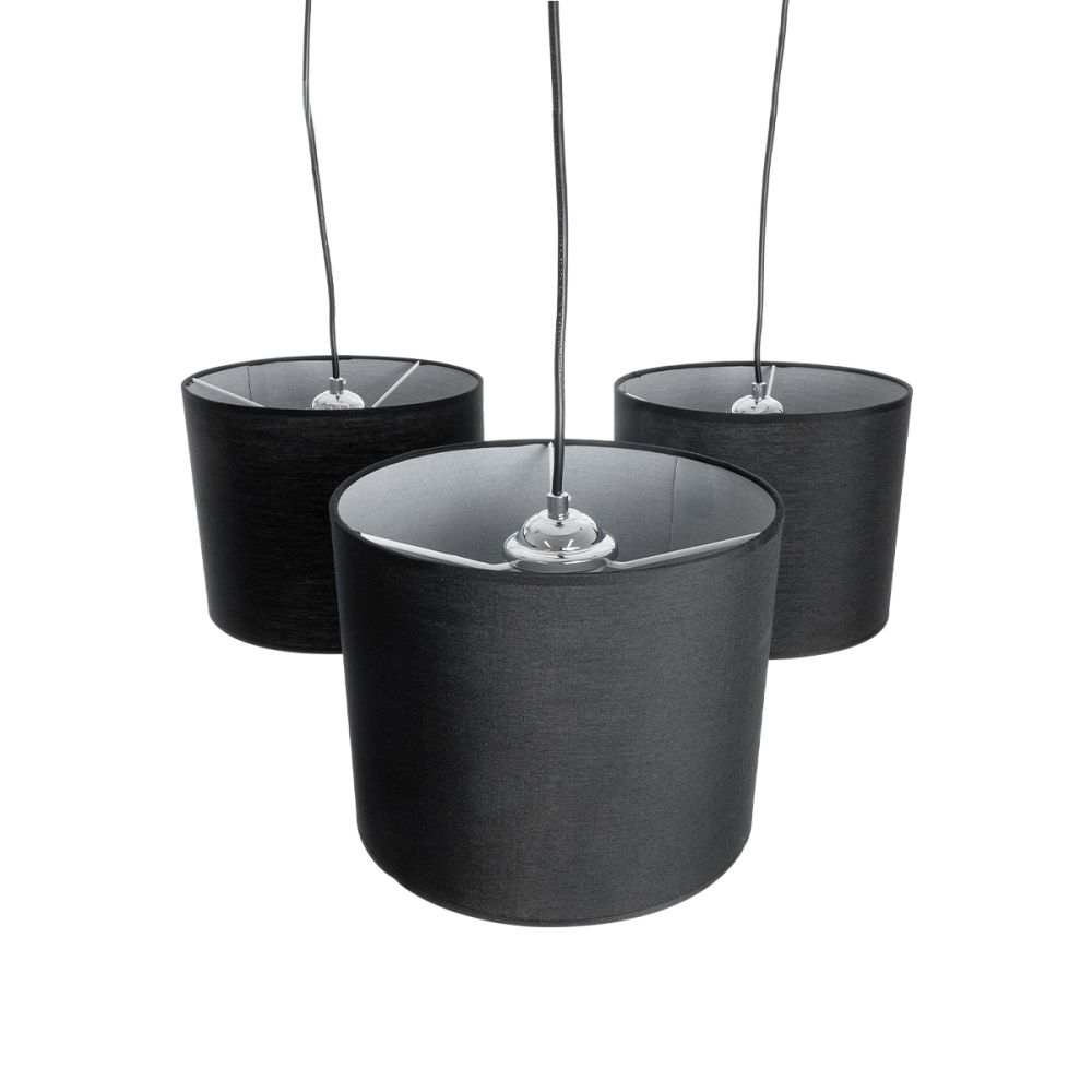 GLOBOSTAR® RAMSON 01525 Μοντέρνο Κρεμαστό Φωτιστικό Οροφής με Ντουί 3 x E27 AC 220-240V IP20 - Μαύρο & Μπεζ - Μ65 x Π65 x Υ20cm