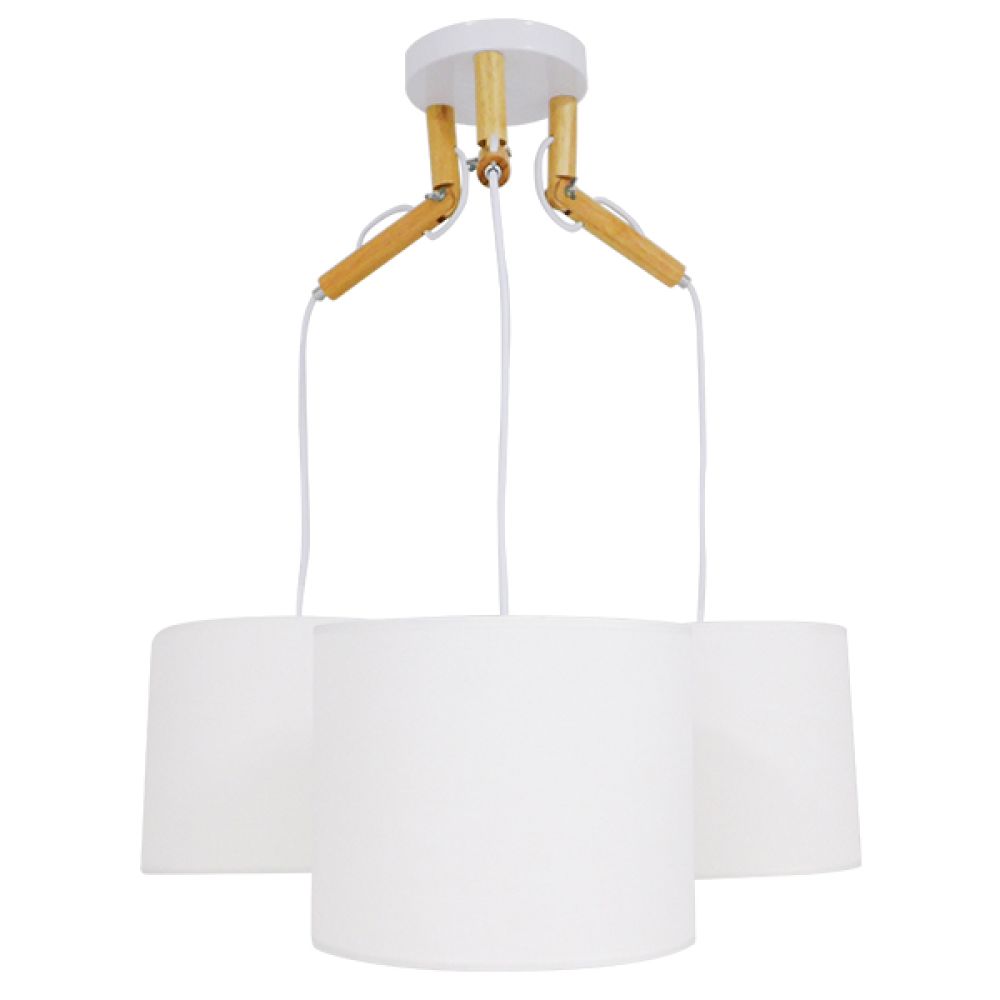 GLOBOSTAR® RAMSON 01526 Μοντέρνο Κρεμαστό Φωτιστικό Οροφής με Ντουί 3 x E27 AC 220-240V IP20 - Λευκό & Μπεζ - Μ65 x Π65 x Υ20cm