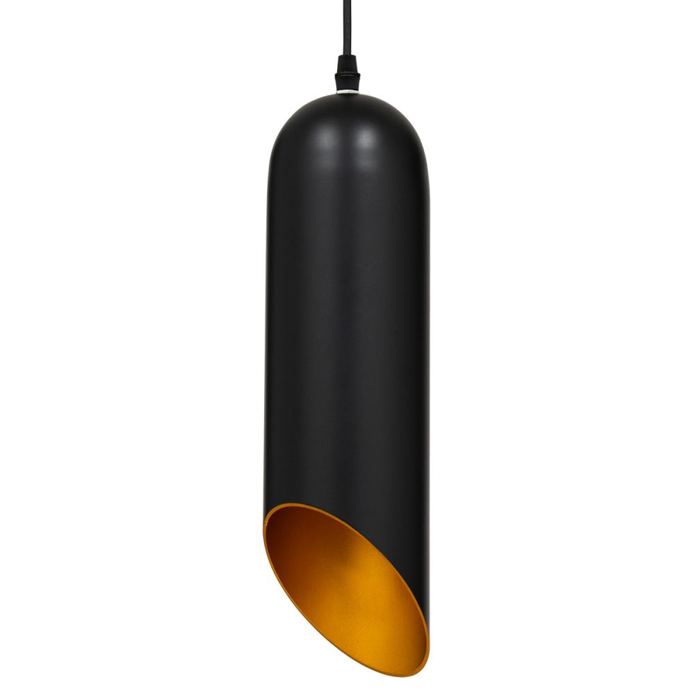 GLOBOSTAR® CARSON 01527 Μοντέρνο Κρεμαστό Φωτιστικό Οροφής με Ντουί 1 x E27 AC 220-240V IP20 - Μαύρο & Χρυσό - Μ10 x Π10 x Υ38cm