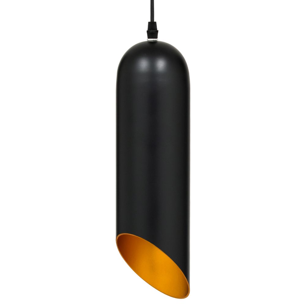 GLOBOSTAR® CARSON 01527 Μοντέρνο Κρεμαστό Φωτιστικό Οροφής με Ντουί 1 x E27 AC 220-240V IP20 - Μαύρο & Χρυσό - Μ10 x Π10 x Υ38cm