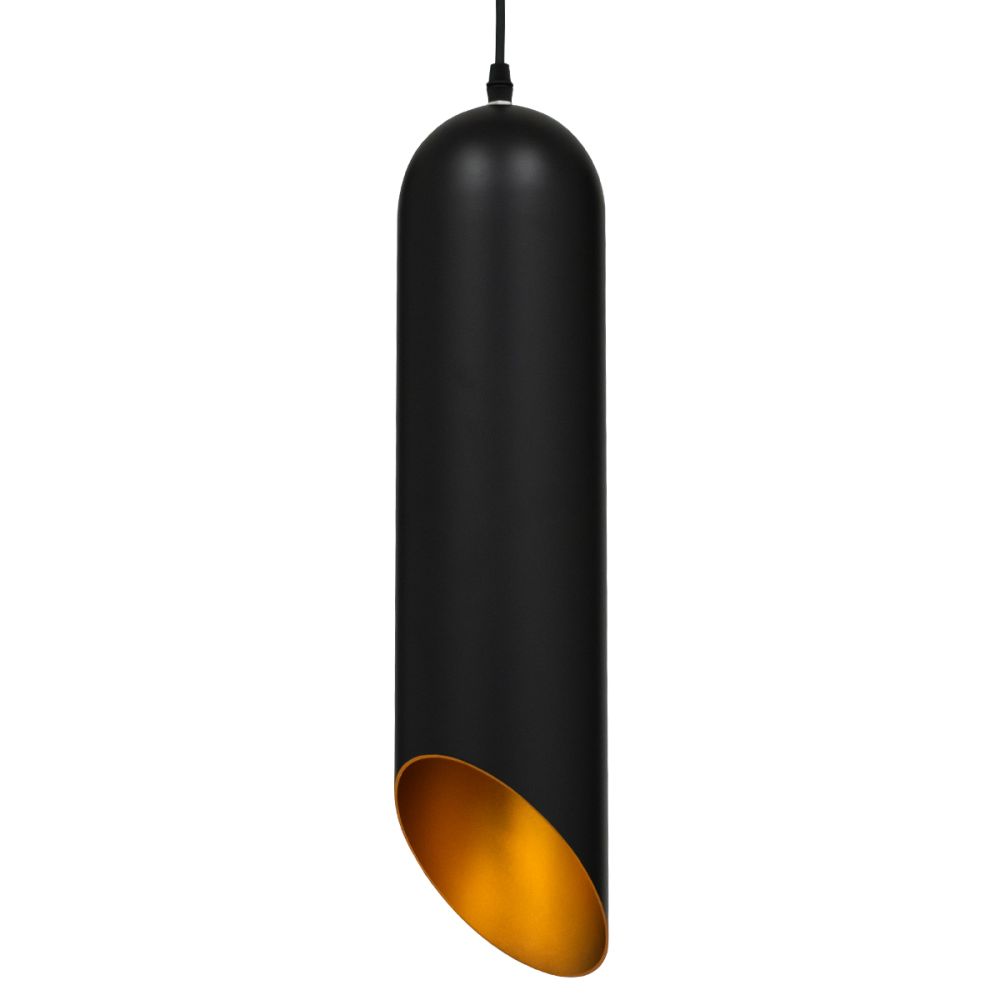 GLOBOSTAR® CARSON 01528 Μοντέρνο Κρεμαστό Φωτιστικό Οροφής με Ντουί 1 x E27 AC 220-240V IP20 - Μαύρο & Χρυσό - Μ12 x Π12 x Υ52cm
