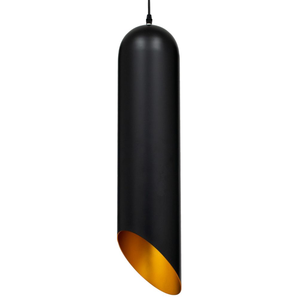 GLOBOSTAR® CARSON 01529 Μοντέρνο Κρεμαστό Φωτιστικό Οροφής με Ντουί 1 x E27 AC 220-240V IP20 - Μαύρο & Χρυσό - Μ15 x Π15 x Υ68cm