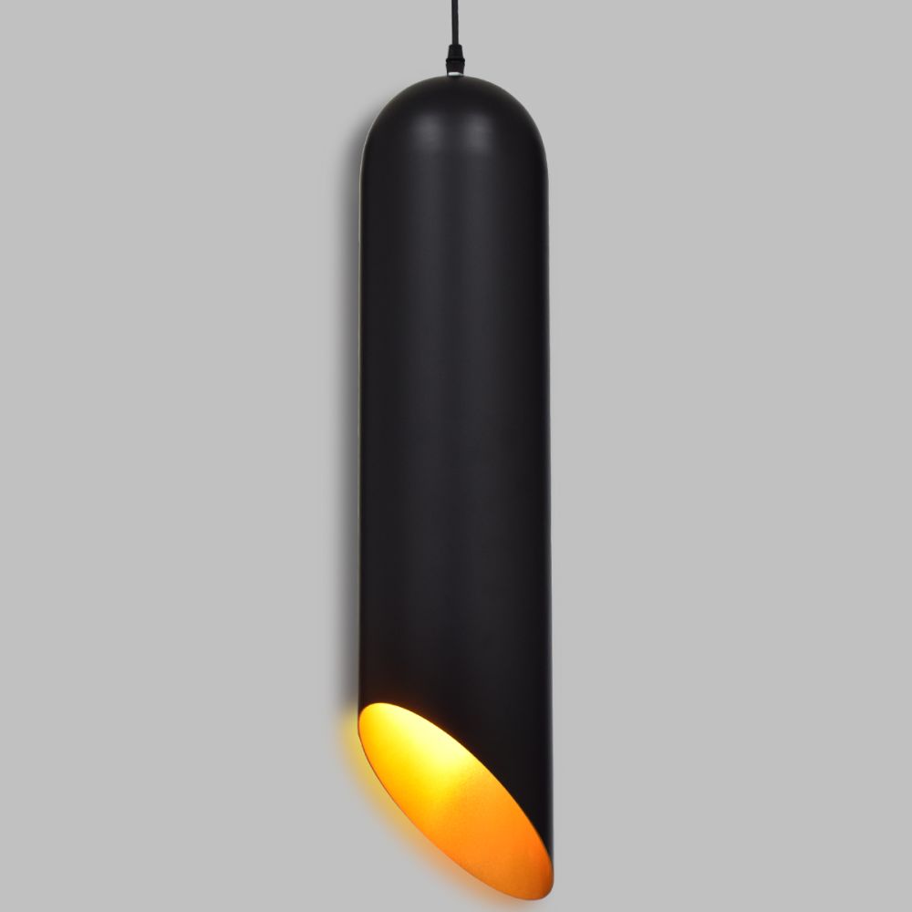 GLOBOSTAR® CARSON 01529 Μοντέρνο Κρεμαστό Φωτιστικό Οροφής με Ντουί 1 x E27 AC 220-240V IP20 - Μαύρο & Χρυσό - Μ15 x Π15 x Υ68cm