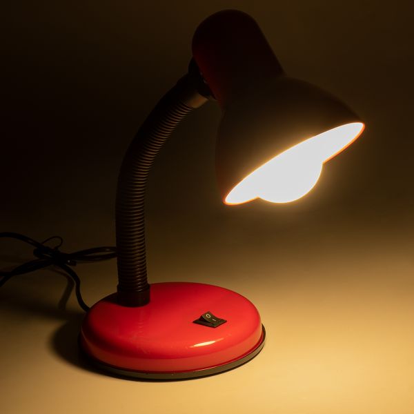 GLOBOSTAR® STUDENT 01535 Μοντέρνο Επιτραπέζιο Φωτιστικό Πορτατίφ με Ντουί 1 x E27 AC 220-240V IP20 - Κόκκινο & Μαύρο - Μ12 x Π12 x Υ32cm