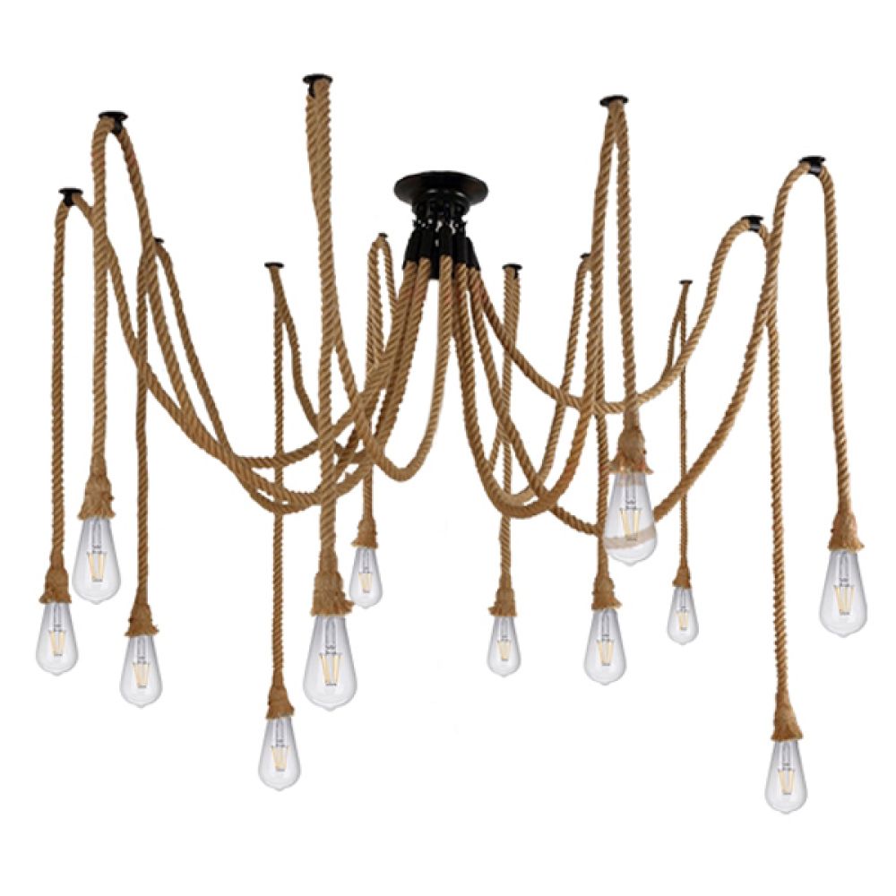 GLOBOSTAR® ATROX 01548 Vintage Κρεμαστό Φωτιστικό Οροφής με Ντουί 12 x E27 AC 220-240V IP20 - Μπεζ - Μ200 x Π200 x Υ100cm