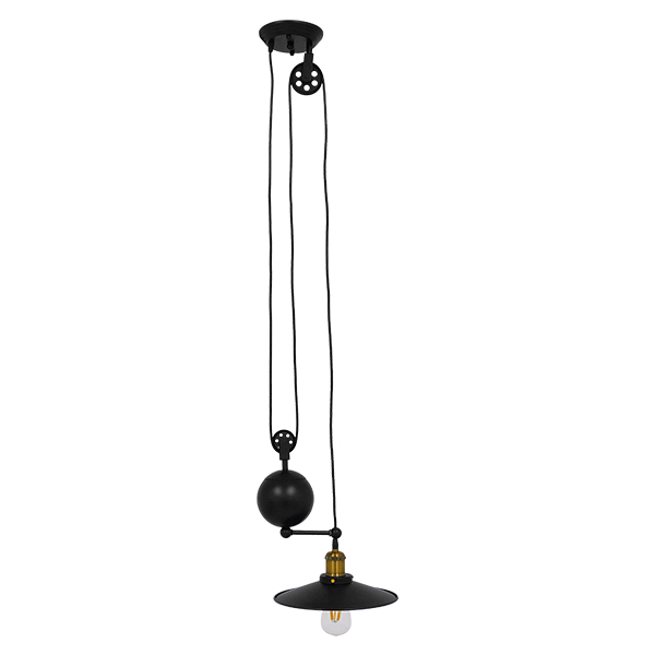 GLOBOSTAR® CARILO 01549 Vintage Κρεμαστό Φωτιστικό Οροφής με Ντουί 1 x E27 AC 220-240V IP20 - Μαύρο & Χρυσό - Μ32 x Π26 x Υ120cm