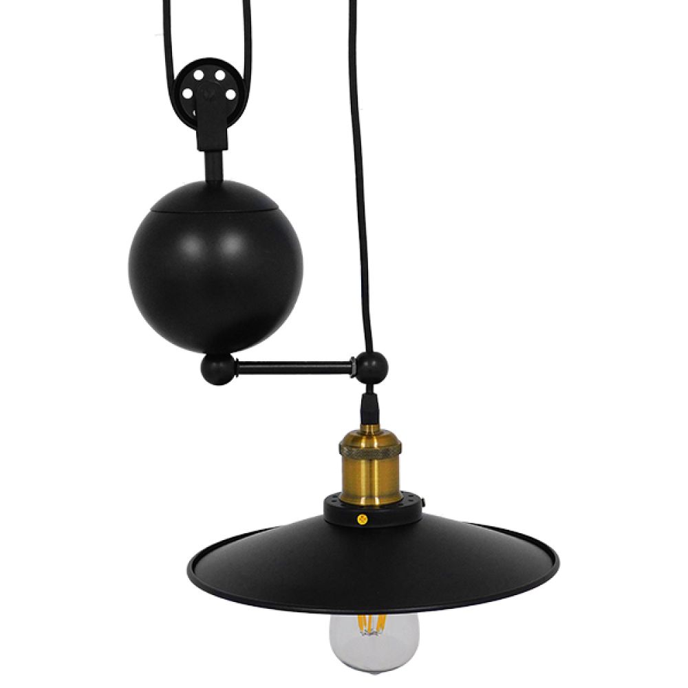 GLOBOSTAR® CARILO 01549 Vintage Κρεμαστό Φωτιστικό Οροφής με Ντουί 1 x E27 AC 220-240V IP20 - Μαύρο & Χρυσό - Μ32 x Π26 x Υ120cm