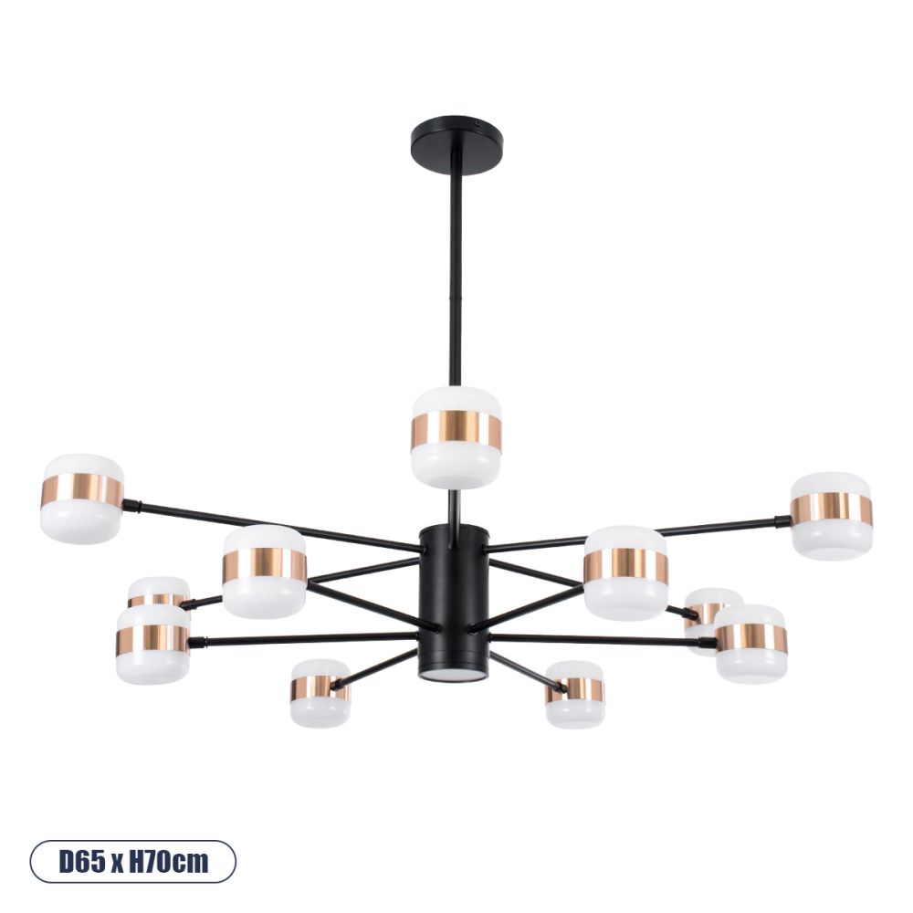 GLOBOSTAR® ORNATE 01553 Μοντέρνο Φωτιστικό Οροφής LED 104W 8320lm 360° AC 220-240V IP20 Φυσικό Λευκό 4500K - Lumileds SMD Chip - Μαύρο & Χάλκινο - Μ65 x Π65 x Υ70cm - 2 Χρόνια Εγγύηση