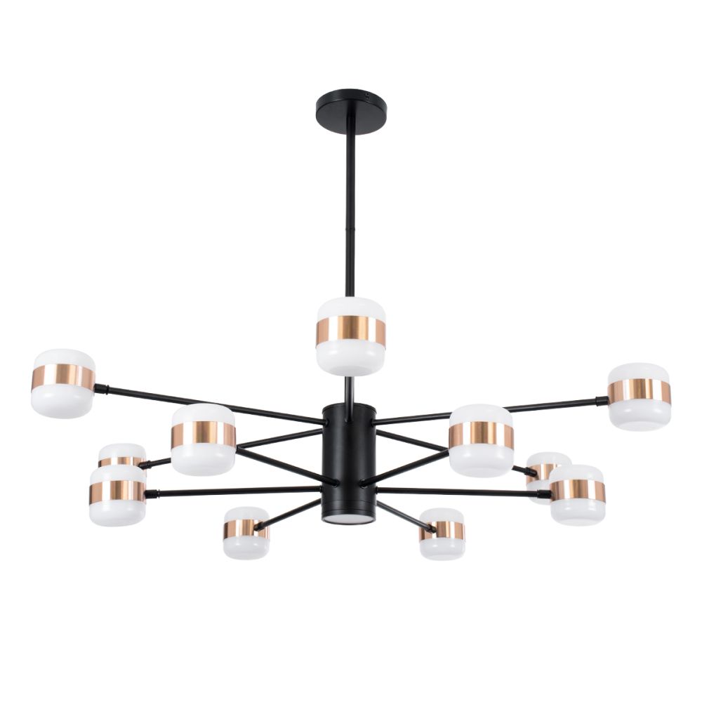 GLOBOSTAR® ORNATE 01553 Μοντέρνο Φωτιστικό Οροφής LED 104W 8320lm 360° AC 220-240V IP20 Φυσικό Λευκό 4500K - Lumileds SMD Chip - Μαύρο & Χάλκινο - Μ65 x Π65 x Υ70cm - 2 Χρόνια Εγγύηση