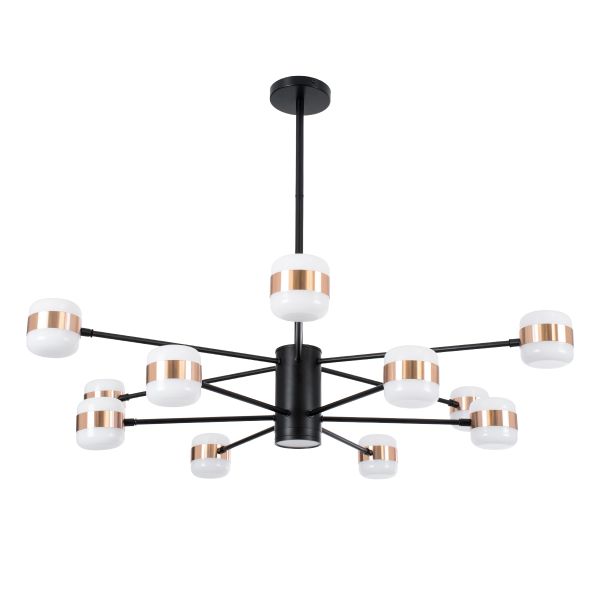 GloboStar® ORNATE 01553 Φωτιστικό Οροφής LED 104W lm 360° AC 220-240V IP20 Φυσικό Λευκό 4500k Μαύρο & Χάλκινο Μέταλλο με Λευκό Πλαστικό - Μ65 x Π65 x Υ70cm - 2 Xρόνια Εγγύηση