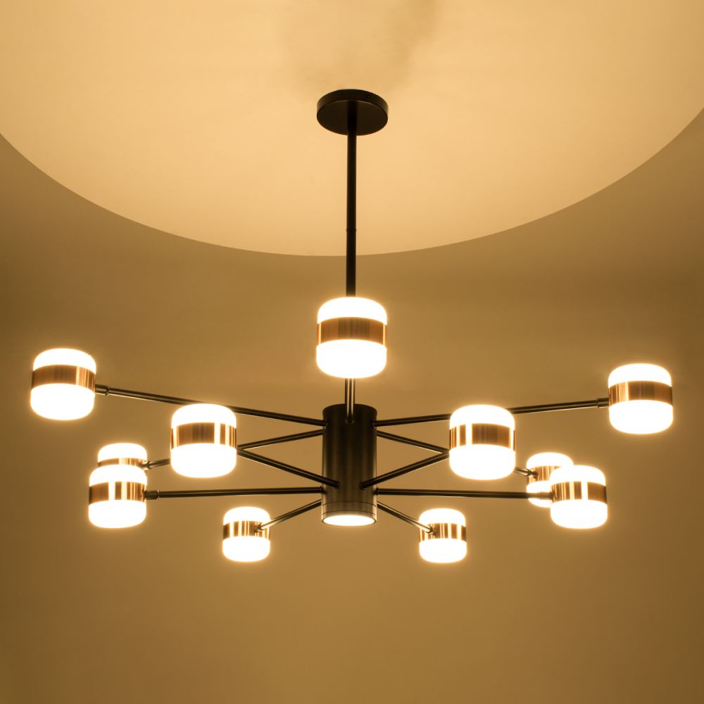 GLOBOSTAR® ORNATE 01553 Μοντέρνο Φωτιστικό Οροφής LED 104W 8320lm 360° AC 220-240V IP20 Φυσικό Λευκό 4500K - Lumileds SMD Chip - Μαύρο & Χάλκινο - Μ65 x Π65 x Υ70cm - 2 Χρόνια Εγγύηση