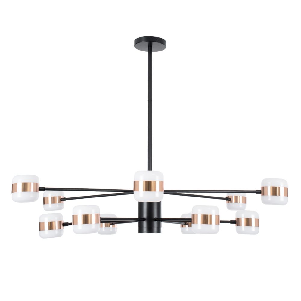 GLOBOSTAR® ORNATE 01553 Μοντέρνο Φωτιστικό Οροφής LED 104W 8320lm 360° AC 220-240V IP20 Φυσικό Λευκό 4500K - Lumileds SMD Chip - Μαύρο & Χάλκινο - Μ65 x Π65 x Υ70cm - 2 Χρόνια Εγγύηση