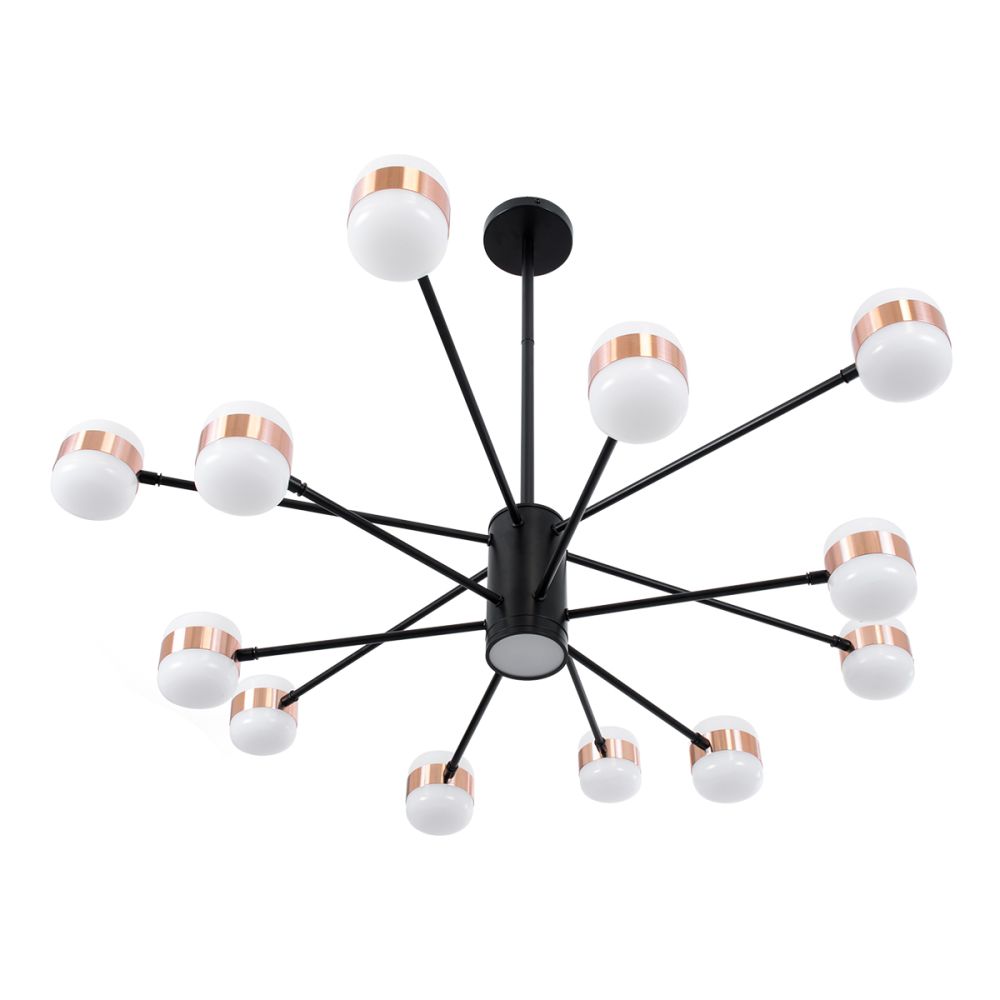 GLOBOSTAR® ORNATE 01553 Μοντέρνο Φωτιστικό Οροφής LED 104W 8320lm 360° AC 220-240V IP20 Φυσικό Λευκό 4500K - Lumileds SMD Chip - Μαύρο & Χάλκινο - Μ65 x Π65 x Υ70cm - 2 Χρόνια Εγγύηση
