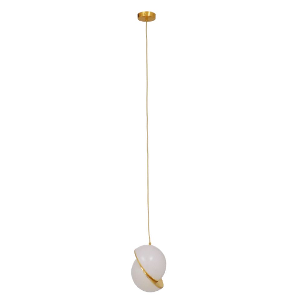 GLOBOSTAR® HUDSON 01554 Μοντέρνο Κρεμαστό Φωτιστικό Οροφής με Ντουί 1 x E27 AC 220-240V IP20 - Λευκό & Χρυσό - Μ20 x Π20 x Υ25cm