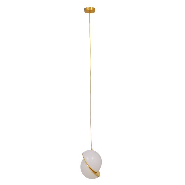 GLOBOSTAR® HUDSON 01554 Μοντέρνο Κρεμαστό Φωτιστικό Οροφής με Ντουί 1 x E27 AC 220-240V IP20 - Λευκό & Χρυσό - Μ20 x Π20 x Υ25cm