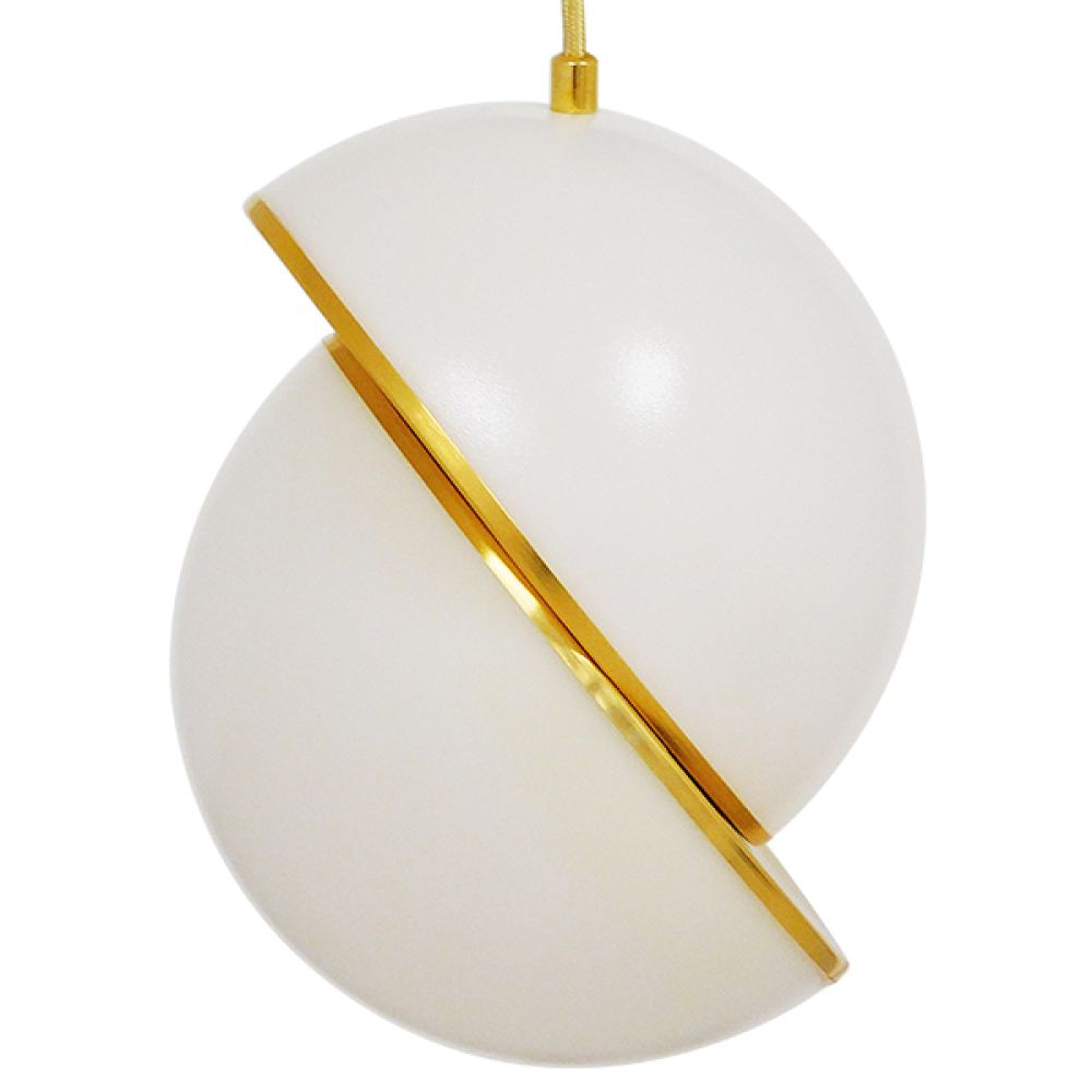 GLOBOSTAR® HUDSON 01554 Μοντέρνο Κρεμαστό Φωτιστικό Οροφής με Ντουί 1 x E27 AC 220-240V IP20 - Λευκό & Χρυσό - Μ20 x Π20 x Υ25cm