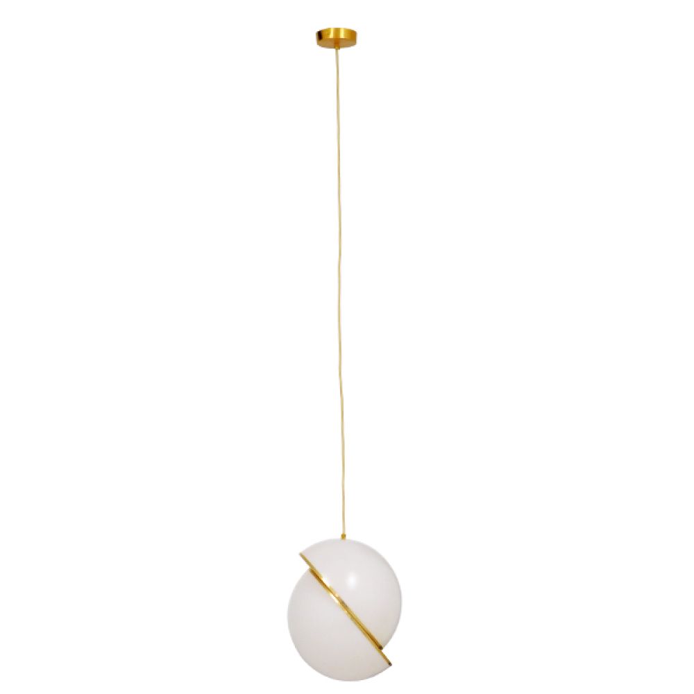 GLOBOSTAR® HUDSON 01555 Μοντέρνο Κρεμαστό Φωτιστικό Οροφής με Ντουί 1 x E27 AC 220-240V IP20 - Λευκό & Χρυσό - Μ30 x Π30 x Υ34cm