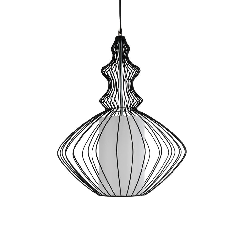 GLOBOSTAR® LILY 01558 Vintage Κρεμαστό Φωτιστικό Οροφής με Ντουί 1 x E27 AC 220-240V IP20 - Μαύρο & Λευκό - Μ43 x Π43 x Υ55cm