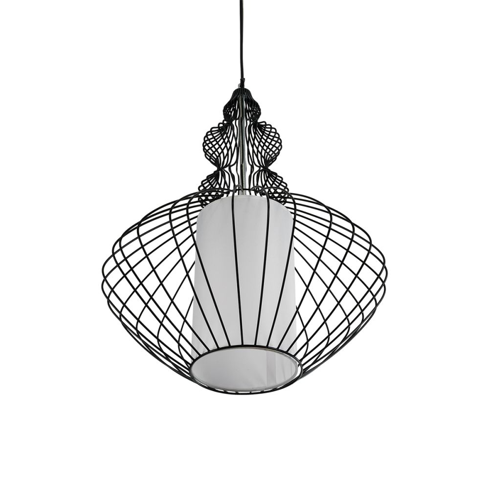 GLOBOSTAR® LILY 01558 Vintage Κρεμαστό Φωτιστικό Οροφής με Ντουί 1 x E27 AC 220-240V IP20 - Μαύρο & Λευκό - Μ43 x Π43 x Υ55cm