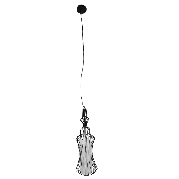 GLOBOSTAR® LILY 01559 Vintage Κρεμαστό Φωτιστικό Οροφής με Ντουί 1 x E27 AC 220-240V IP20 - Μαύρο & Λευκό - Μ25 x Π25 x Υ61cm