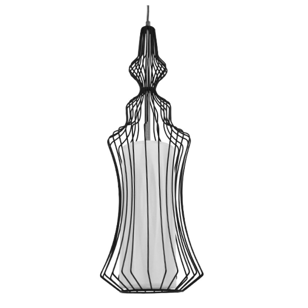 GLOBOSTAR® LILY 01559 Vintage Κρεμαστό Φωτιστικό Οροφής με Ντουί 1 x E27 AC 220-240V IP20 - Μαύρο & Λευκό - Μ25 x Π25 x Υ61cm