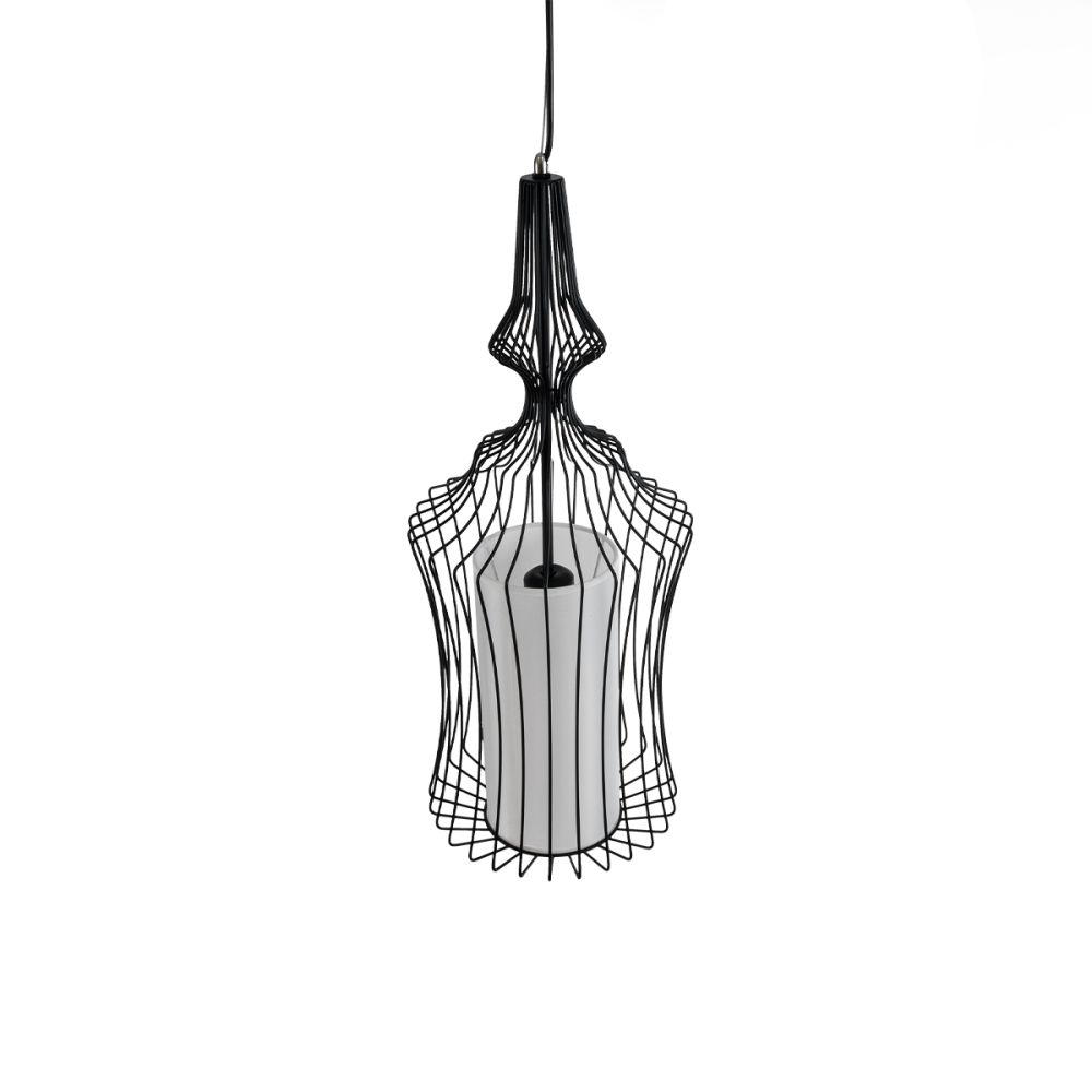 GLOBOSTAR® LILY 01559 Vintage Κρεμαστό Φωτιστικό Οροφής με Ντουί 1 x E27 AC 220-240V IP20 - Μαύρο & Λευκό - Μ25 x Π25 x Υ61cm