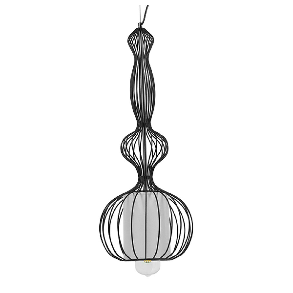 GLOBOSTAR® LILY 01560 Vintage Κρεμαστό Φωτιστικό Οροφής με Ντουί 1 x E27 AC 220-240V IP20 - Μαύρο & Λευκό - Μ25 x Π25 x Υ67cm